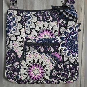 Purple Vera Bradley Hipster Crossbody Bag Purse In Mimosa Medallion Pattern